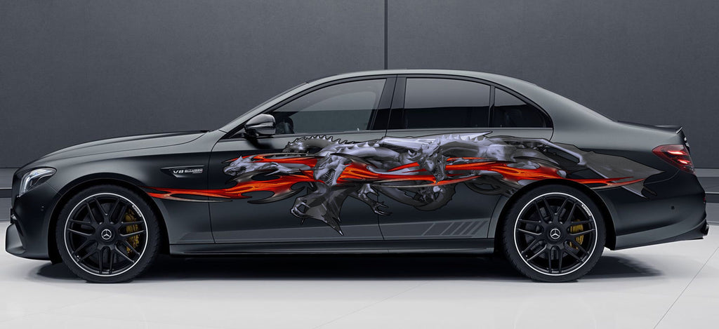 Dragons Car Wrap, Dragons Car Vinyl Decal, Lizard Car Vinyl Sticker, 3D Dragon Full Color Car Side Graphics, Lizard Car Side Design