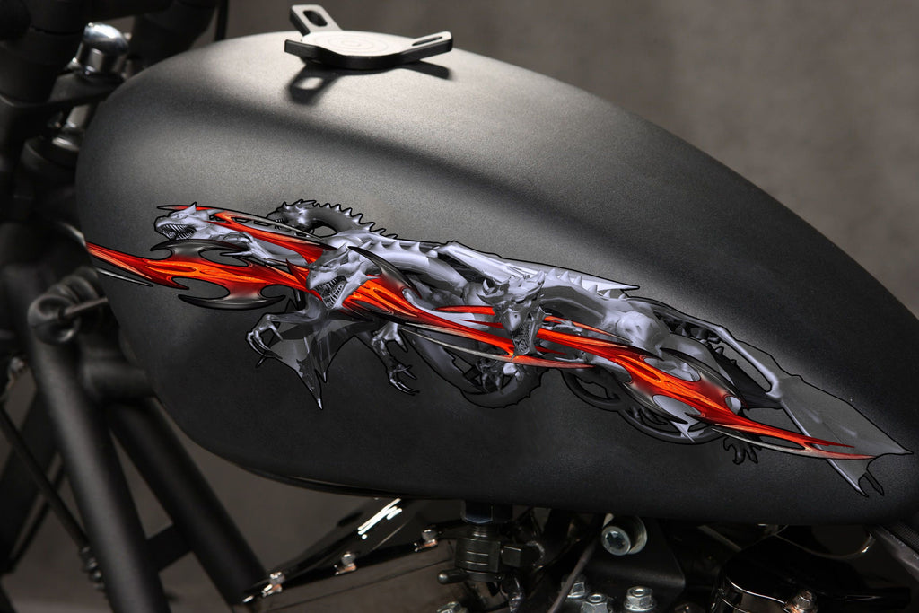 Dragons Crotch Rocket Decal, Lizard Full Color Bike Graphics, Dragon Chopper Vinyl, Dragons Bike Wrap, Motorcycle Sticker