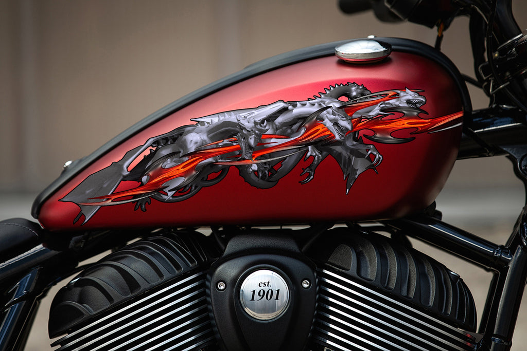 Tribal Dragons Motorcycle Stickers, Dirt Bike Wrap, Flames Dragons Bike Stickers, Racing Decals, Dragons Bike Design