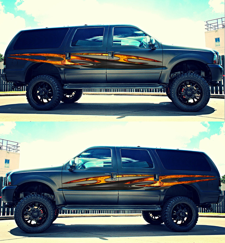 3D Tribal Ripped Metal Car Vinyl, Full Color Car Side Graphics, Tribal Tattoo Car Sticker, Cool Decals for Cars, Truck side graphics