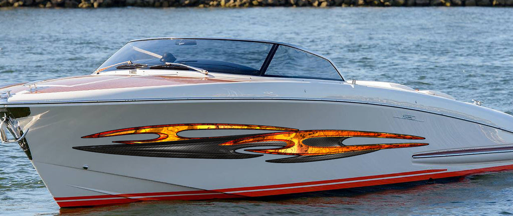 3D Tribal Boat Graphics, Watercraft Sticker Design, Ripped Metal Full Color Speed Boat Decal, Boat Side Wrap Vinyl Sticker, Boat Side Wrap
