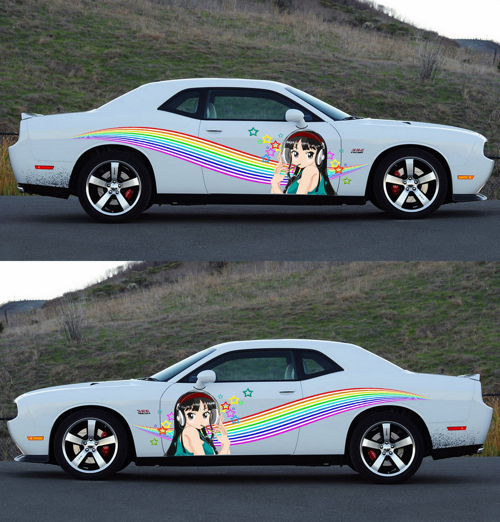 Manga decal, Anime Car Stickers, Japanese Livery, Large Size Color Anime Car Decals, Anime Girl Tattoo Car, Japan Character Side Car Wrap
