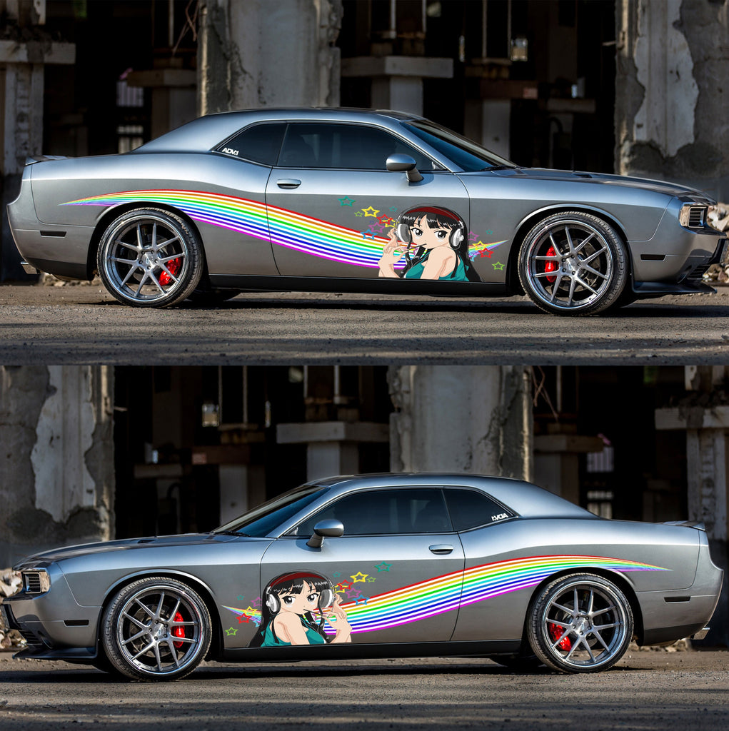 Manga decal, Anime Car Stickers, Japanese Livery, Large Size Color Anime Car Decals, Anime Girl Tattoo Car, Japan Character Side Car Wrap