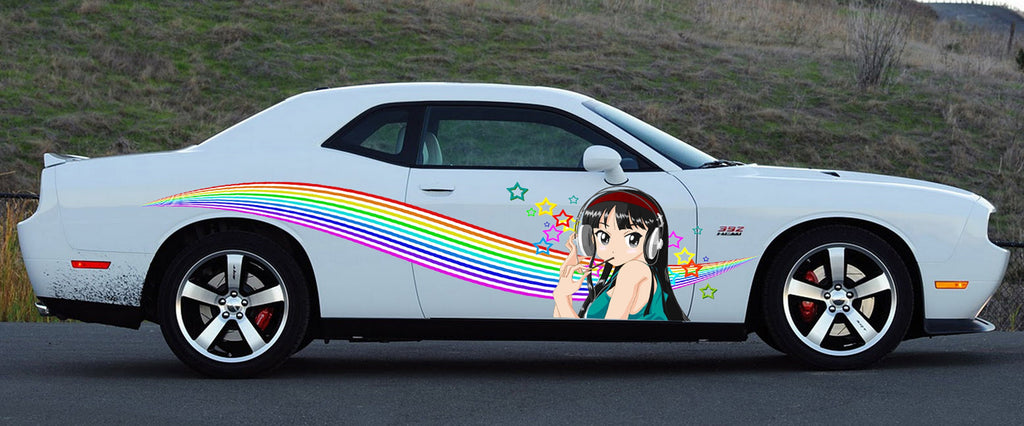Manga decal, Anime Car Stickers, Japanese Livery, Large Size Color Anime Car Decals, Anime Girl Tattoo Car, Japan Character Side Car Wrap