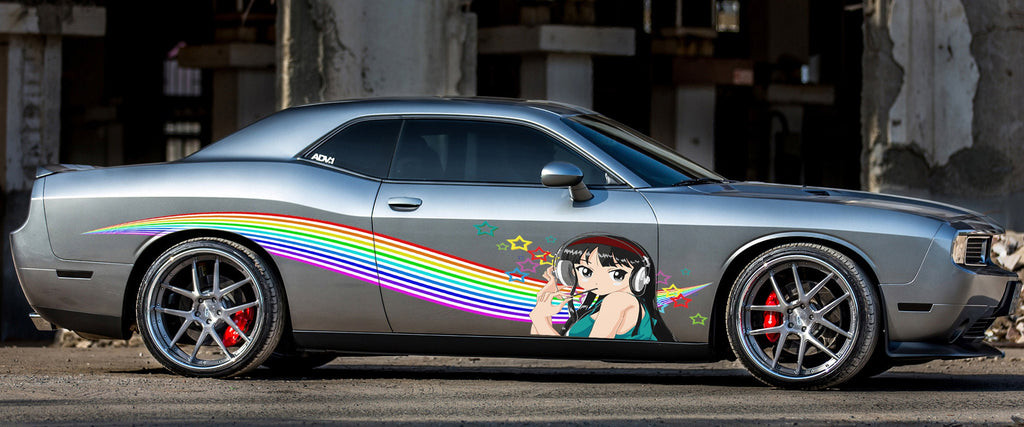 Manga decal, Anime Car Stickers, Japanese Livery, Large Size Color Anime Car Decals, Anime Girl Tattoo Car, Japan Character Side Car Wrap
