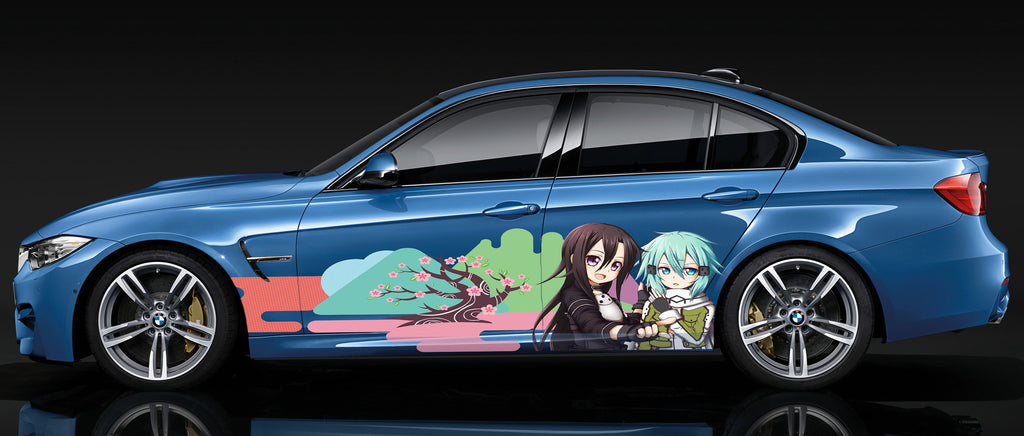 Anime Car Stickers, Manga decal, Japanese Livery, Sakura car sticker, Large car livery, Anime Girl Tattoo Car, Japan Character Side Car Wrap