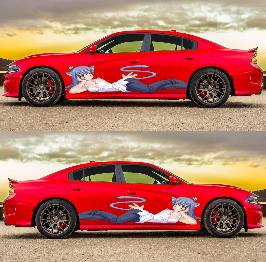 ANIME, Manga, Car Livery Graphics, Sexy Anime, Large Size Color Anime Car Decals, Manga Theme Side Car Wrap, Cast Vinyl Wrap