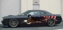 Load image into Gallery viewer, American flag decal, US flag car stickers, Tribal 3D Bald Eagle side vinyl decal, Patriotic car decals, Vinyl American flags, Big flag decal