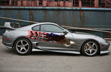 Load image into Gallery viewer, USA eagle car decal, Big flag decals, US eagle Ripped Metal Car Vinyl, American Flag Car wrap, Car Vinyl, US Pride Car Vinyl, Patriotic car
