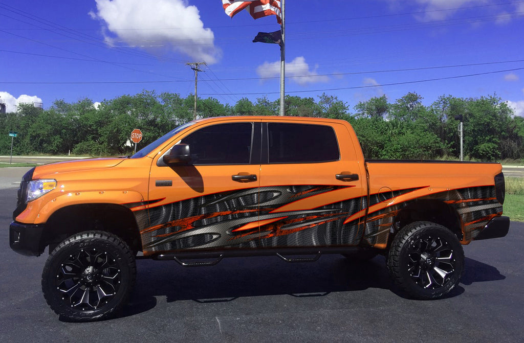 Truck side graphics, tribal full color graphics, Car wrap design, Tribal car side auto vinyl decal, Tribal street racing sticker