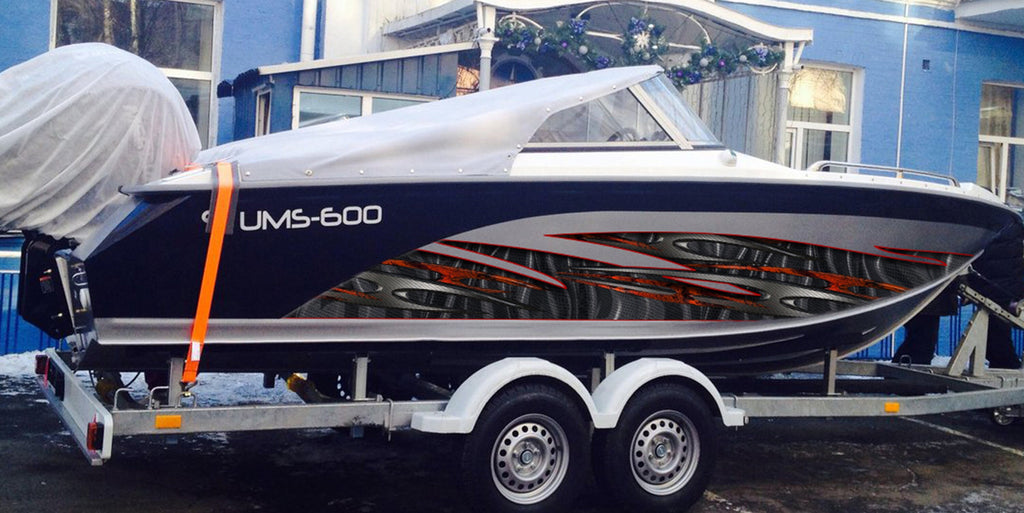 Full Color Yacht Graphics, Speed boat Vinyl Sticker, Tribal Cigar Boat Side Graphics Decal, Tribal Ripped Metal Watercraft Vinyl