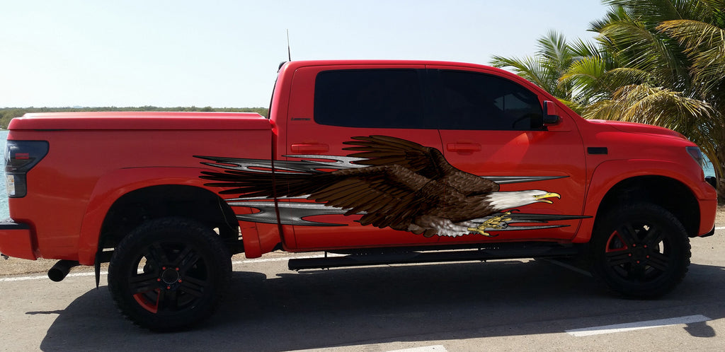 Patriotic car stickers, American pride Full Color Car Side Graphics Decal, Tribal Car Vinyl Sticker, Bald Eagle Car Side Graphics