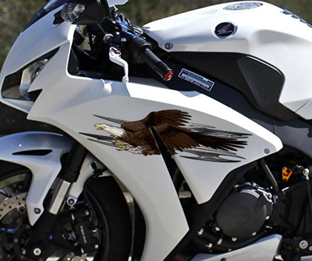 US Bald Eagle street racing graphic decal, Full color tribal vinyl sticker, Crotch rocket street racing graphic design, Full chopper wrap