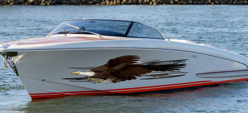 American pride Cigar Boat Side Graphics Decal, Tribal Ripped Metal Watercraft Vinyl, Eagle Full Color Yacht Decal, Speed boat Vinyl Sticker
