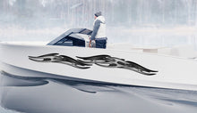Load image into Gallery viewer, Full Color Yacht Graphics, Tribal Ripped Metal Cigar Boat Decal, Watercraft Vinyl Sticker, Tribal Cigar Boat Side Graphics