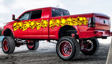 Load image into Gallery viewer, 3D Skulls car side wrap, Skull car racing stripes, Car side tribal skulls graphic, Skull car sticker, Skulls car side vinyl decal