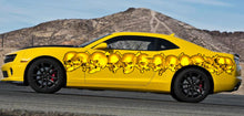 Load image into Gallery viewer, Tribal Skulls Racing Stripes Vinyl Decal, Skull Full Color Car Vinyl Design, Skulls Car Wrap, Skull Car Vinyl Sticker, Great 3D Car Decal