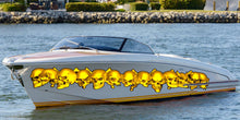Load image into Gallery viewer, 3D Skulls Yacht Vinyl Wrap, Skull Boat Decals, Watercraft Vinyl Graphics, Tribal Yacht Vinyl, Ranger Boat Decals