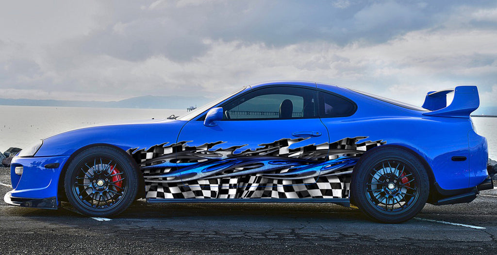 Tribal racing stripes, Full color Car side graphics Racing flag Car vinyl Checkered flag Car side graphics, Tribal racing stripes