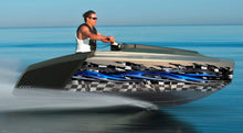 Load image into Gallery viewer, 3D Checkered flag Boat Side Graphics, Racing flag Ripped Metal Watercraft Vinyl, Full Color Yacht Graphics, Tribal Flag boat decal