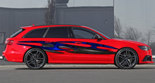 Load image into Gallery viewer, Tribal Car Wrap Racing Stripes, Tribal Car Vinyl Decal, Tribal Car Vinyl Wrap, Tribal Pride Car Vinyl Design, Full Color Car Side Graphics