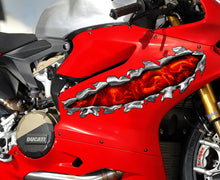 Load image into Gallery viewer, Dragons Ripped Metal Crotch Rocket Decal, Lizard Full Color Bike Graphics, Dragon Chopper Vinyl, Dragons Bike Wrap, Motorcycle Sticker