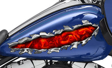 Load image into Gallery viewer, Red Dragon Motorcycle Stickers, Dirt Bike Wrap, Flames Dragons Ripped Metal Full Color Bike Stickers, Racing Decals, Dragons Bike Design