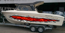 Load image into Gallery viewer, Fiery Dragons Ripped Metal Yacht Decals, Flames Dragons Boat Vinyl Wrap, Dragons Watercraft stickers, 3D Dragon Boat Vinyl Graphics