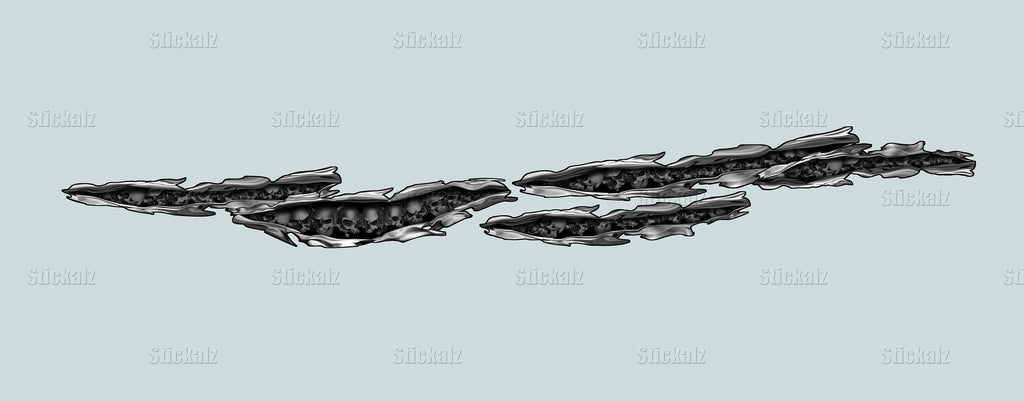 3D Scull Ripped Metal Watercraft Vinyl, big Flag Cigar Boat Side Graphics, Full Color Yacht Graphics, Tribal skulls boat decal