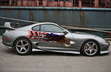 Load image into Gallery viewer, US Flag Car wrap, US eagle Ripped Metal Car Vinyl, US Pride Car Vinyl Decal, American pride Car Vinyl Side Wrap, Patriotic Car Side Design