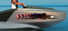 Load image into Gallery viewer, US Flag Ripped Metal Watercraft Vinyl, USA Flag Cigar Boat Side Graphics, US eagle Full Color Yacht Graphics
