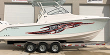 Load image into Gallery viewer, Street legal Ripped Metal Watercraft Vinyl, Turbines Boat Side Graphics, Full Color Yacht Graphics, Tribal performance boat decal