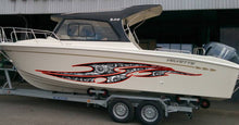 Load image into Gallery viewer, 3D Turbines Boat Graphics Ripped Metal Full Color Speed Boat Vinyl Design, Tribal tattoo Cigar Boat Wrap, Yacht Vinyl Sticker Design