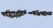 Load image into Gallery viewer, Checkered flag street racing graphic, Racing flag decal for car, Checkered flag car vinyl graphics, Flag Ripped Metal Car Vinyl sticker