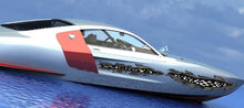Load image into Gallery viewer, 3D Checkered flag Boat Graphics Ripped Metal Full Color Speed Boat Vinyl Design, Racing flag Cigar Boat Wrap, Yacht Vinyl Sticker Design