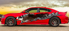 Load image into Gallery viewer, Racing flag Full Color Car Side Graphics, Checkered flag Car Side Wrap, Bold Eagle Car Side Vinyl Decal, US Eagle Car Vinyl Sticker