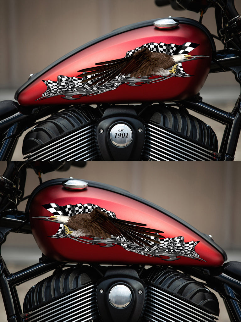 Checkered flag decal for Motorcycle Weapon Racing Bike wrap US eagle Sport Bike vinyl Weapon Bike graphics sticker