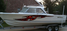 Load image into Gallery viewer, 3D Scull Boat Graphics Ripped Metal Full Color Speed Boat Vinyl Design, Scull Cigar Boat Wrap, Yacht Vinyl, Watercraft Sticker Design