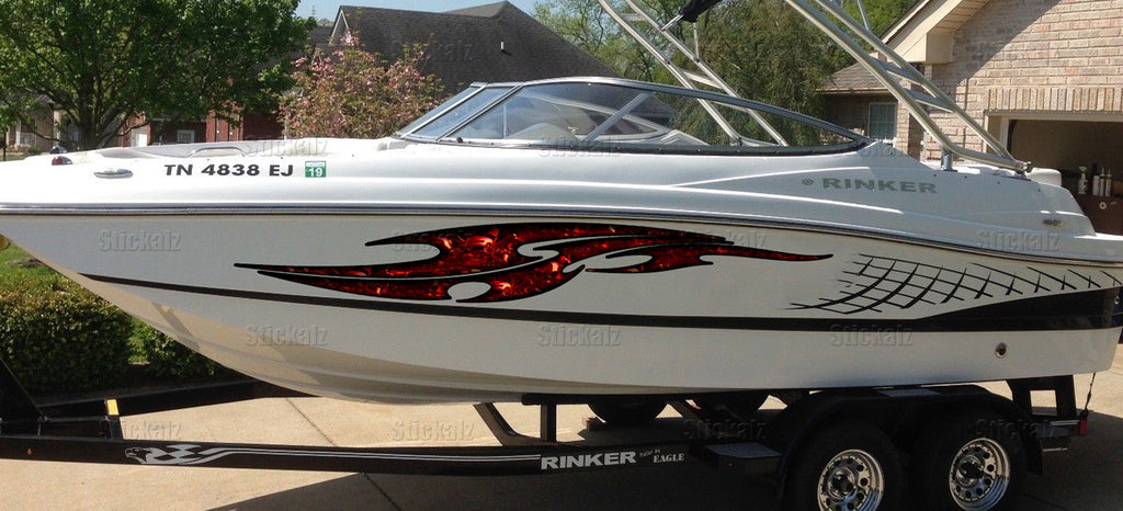 3D Scull Boat Graphics Ripped Metal Full Color Speed Boat Vinyl Design, Scull Cigar Boat Wrap, Yacht Vinyl, Watercraft Sticker Design