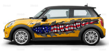 Load image into Gallery viewer, US Flag car wrap, US Flag Ripped Metal car vinyl decal, US Pride car vinyl sticker, American flag car side design, Big flag decals