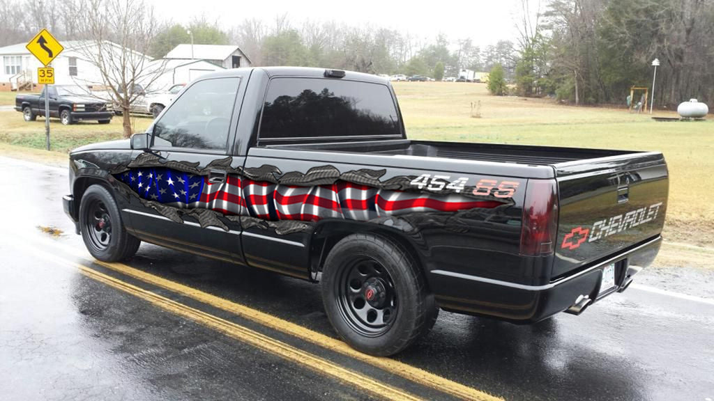 US Flag Car Wrap and decals Ripped Metal Full Color truck Vinyl Design , American flag décor for jeep decoration