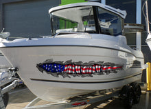 Load image into Gallery viewer, 3D Watercraft Graphic USA flag Boat Wrap Ripped Metal Full Color Speed Boat Vinyl Design US flag Yacht Wrap Sticker,boat decals,