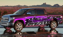 Load image into Gallery viewer, Racing Flag Car Vinyl Sticker, Checkered flag Jeep Side Graphics, Tribal Racing Ripped Metal Car Wrap, Flag Car Design
