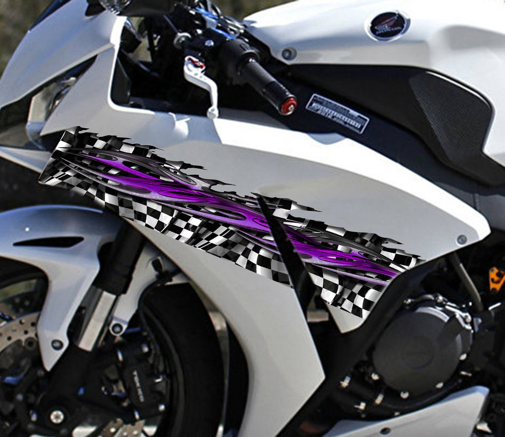 3D Checkered flag Bike Vinyl, Racing flag Motorcycle Stickers and Decals, Tribal flag Racing Stripes Wrap, Bike decor-Used as Car Decals