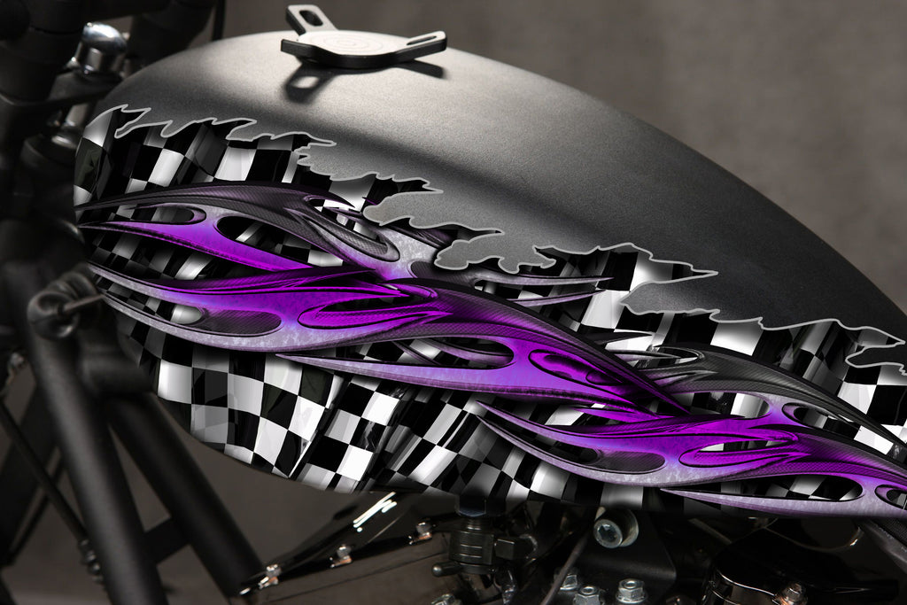 3D Checkered flag Bike Vinyl, Racing flag Motorcycle Stickers and Decals, Tribal flag Racing Stripes Wrap, Bike decor-Used as Car Decals