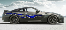 Load image into Gallery viewer, Flag Skulls street racing graphics, 3D Skull car vinyl decal, Ripped Metal Skulls car vinyl sticker, Car wrap sculls vinyl, Car wrap design
