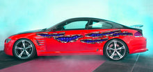 Load image into Gallery viewer, Flag Skulls street racing graphics, 3D Skull car vinyl decal, Ripped Metal Skulls car vinyl sticker, Car wrap sculls vinyl, Car wrap design