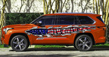 Load image into Gallery viewer, US Flag Car Vinyl Decal, US Pride Car Graphics, American Flag Car Wrap, USA Flag Ripped Metal Full Color Car Design, Patriotic Car Sticker