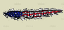 Load image into Gallery viewer, US Flag bike vinyl side wrap, American flag bike vinyl decal, USA Flag crotch rocket vinyl graphics, Ripped Metal full color chopper design