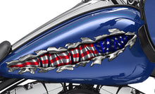 Load image into Gallery viewer, US Flag bike vinyl side wrap, American flag bike vinyl decal, USA Flag crotch rocket vinyl graphics, Ripped Metal full color chopper design